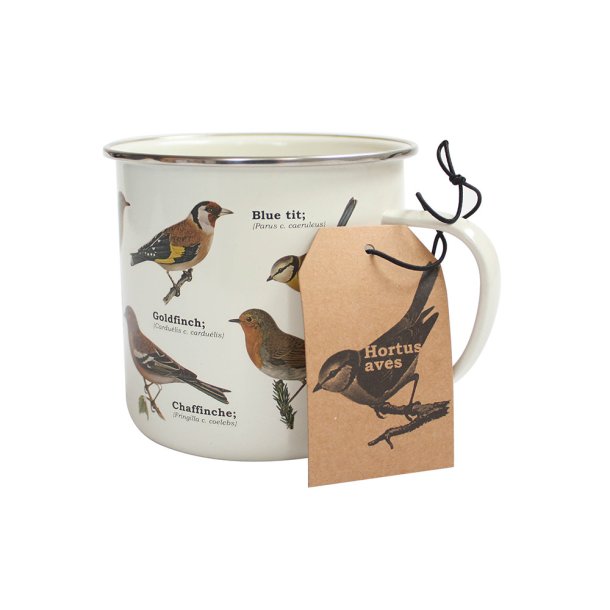 Emaljekrus med fugle