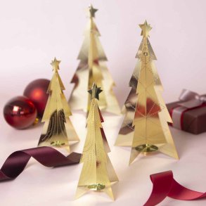 Juletr i guldmetal til dekoration, 2 str.