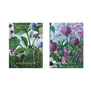 Minikort med motiver af planter og blomster