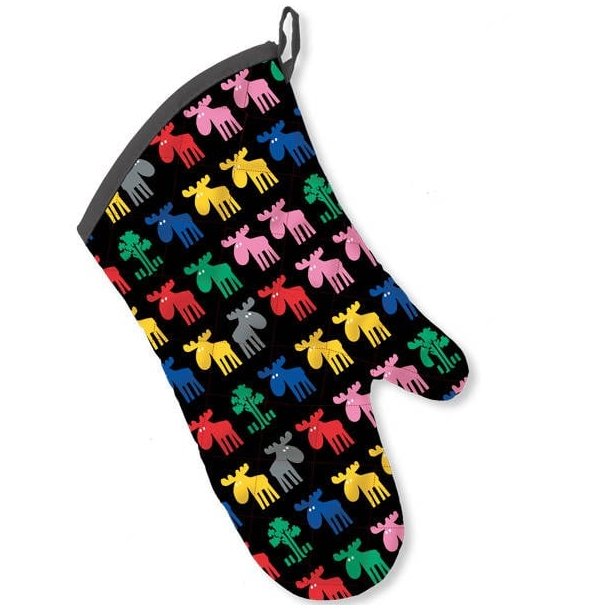 Sort grillhandske m/elge i farver