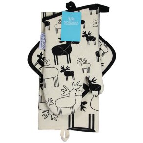 Ulrikas elge st m/ 1 viskestykke, 1 grillhandske og 1 grydelap