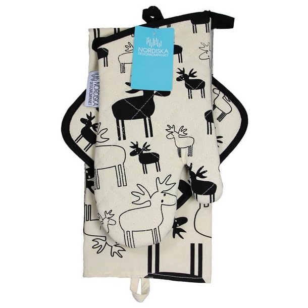 Ulrikas elge st m/ 1 viskestykke, 1 grillhandske og 1 grydelap