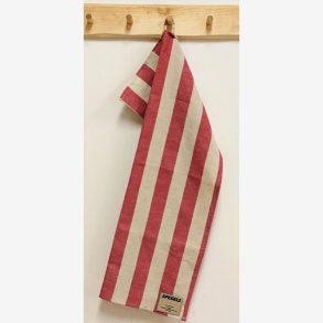 Viskestykke beige/rd stribet