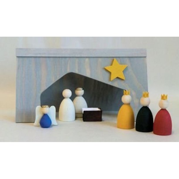 Smuk julekrybbe i tr &#150; 32 x 18 cm