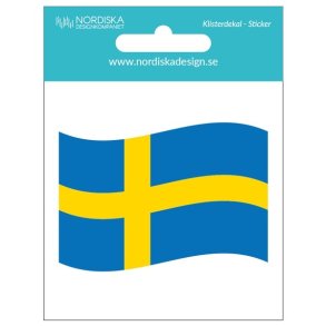 Klistermrke med svensk flag - 7 cm