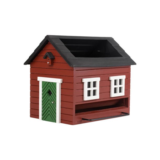 Fugle foderhus med fuglebad i taget